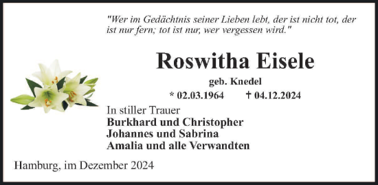 Traueranzeige von Roswitha Eisele 