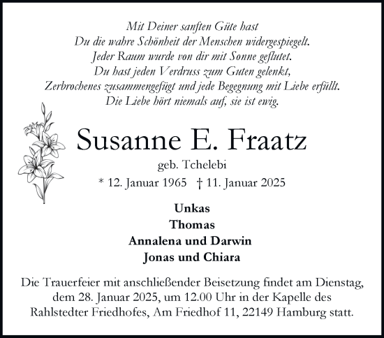 Traueranzeige von Susanne Fraatz 