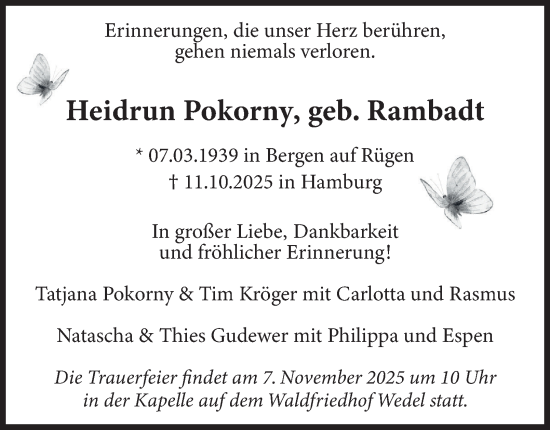 Traueranzeige von Heidrun Pokorny 