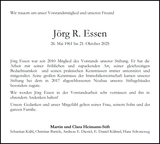 Traueranzeige von Jörg Essen von Hamburger Abendblatt