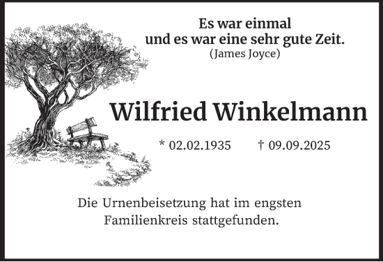 Traueranzeige von Wilfried Winkelmann von Hamburger Abendblatt