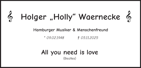 Traueranzeige von Holger Waernecke von Hamburger Abendblatt