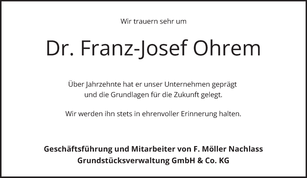  Traueranzeige für Franz-Josef Ohrem vom 13.12.2025 aus Hamburger Abendblatt