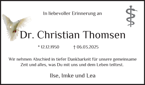 Traueranzeige von Christian Thomsen von Hamburger Abendblatt