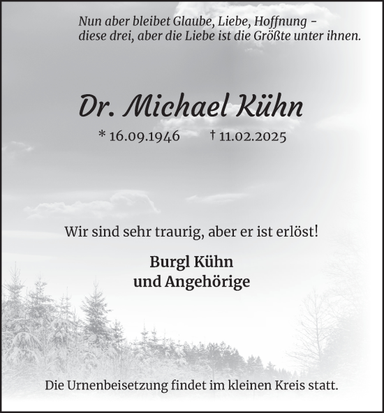 Traueranzeige von Michael Kühn von Hamburger Abendblatt