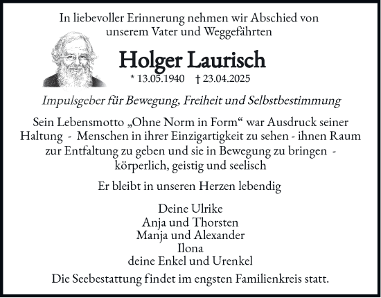 Traueranzeige von Holger Laurisch von Hamburger Abendblatt