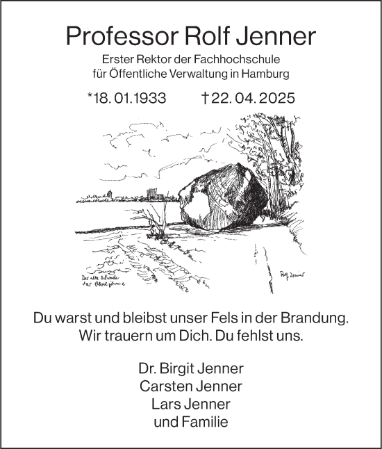 Traueranzeige von Rolf Jenner von Hamburger Abendblatt