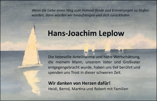 Traueranzeige von Hans-Joachim Leplow von Hamburger Abendblatt