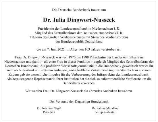 Traueranzeige von Julia Dingwort-Nusseck von Hamburger Abendblatt
