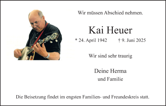 Traueranzeige von Kai Heuer von Hamburger Abendblatt
