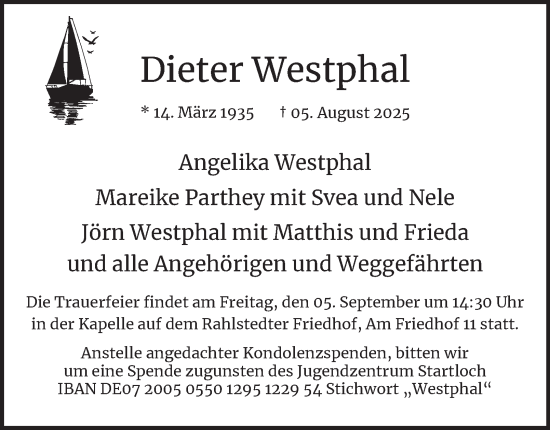 Traueranzeige von Dieter Westphal 