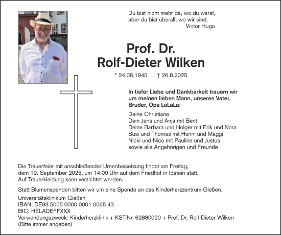 Traueranzeige von Rolf-Dieter Wilken von Hamburger Abendblatt