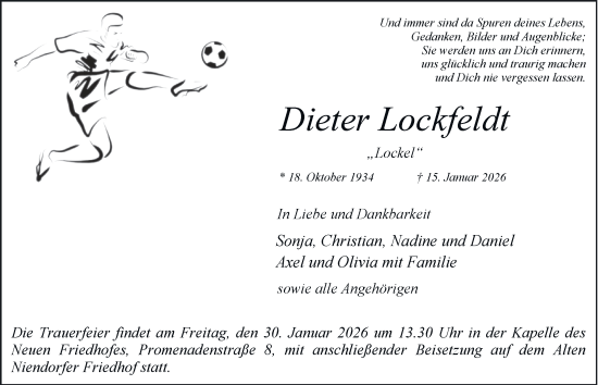Traueranzeige von Dieter Lockfeldt 