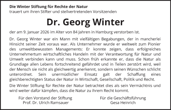 Traueranzeige von Georg Winter von Hamburger Abendblatt
