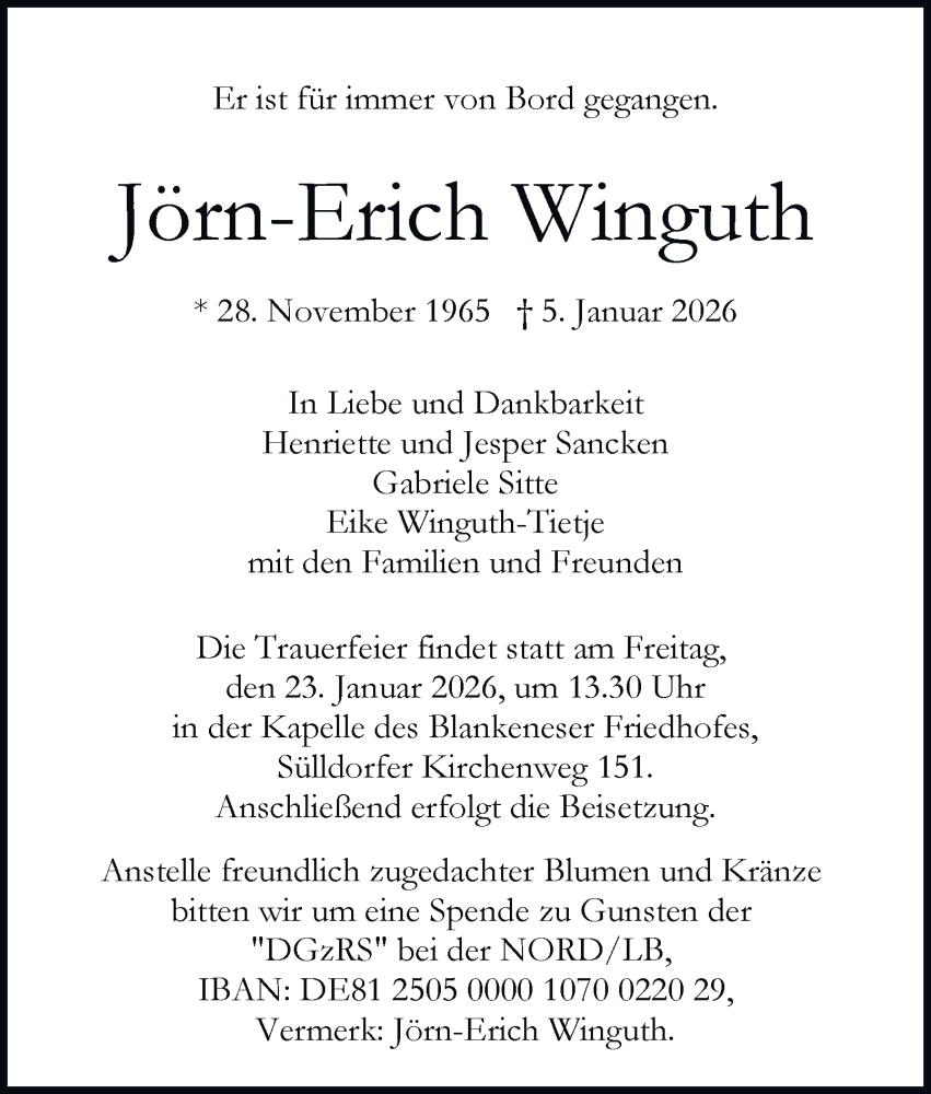  Traueranzeige für Jörn-Erich Winguth vom 17.01.2026 aus Hamburger Abendblatt