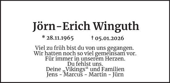 Traueranzeige von Jörn-Erich Winguth von Hamburger Abendblatt