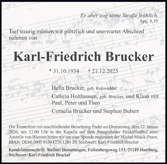 Traueranzeige von Karl-Friedrich Brucker 