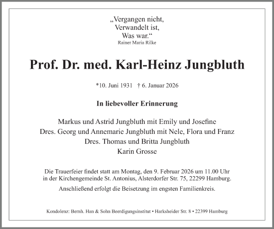 Traueranzeige von Karl-Heinz Jungbluth von Hamburger Abendblatt