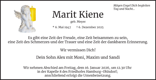 Traueranzeige von Marit Kiene von Hamburger Abendblatt