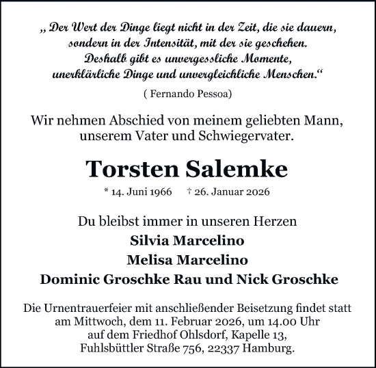 Traueranzeige von Torsten Salemke 